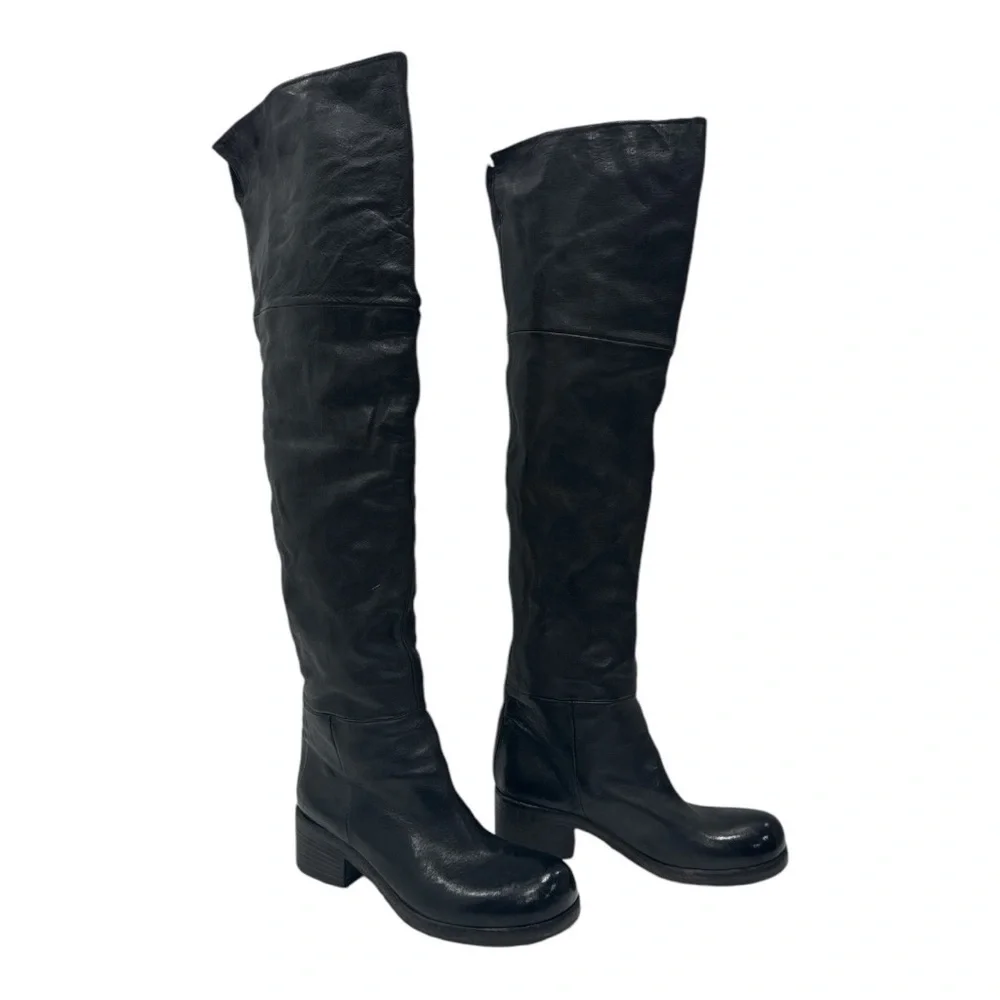 VIC MATIE Leather Boots Women's Over the Knee black Size 36 US 6 made in Italy